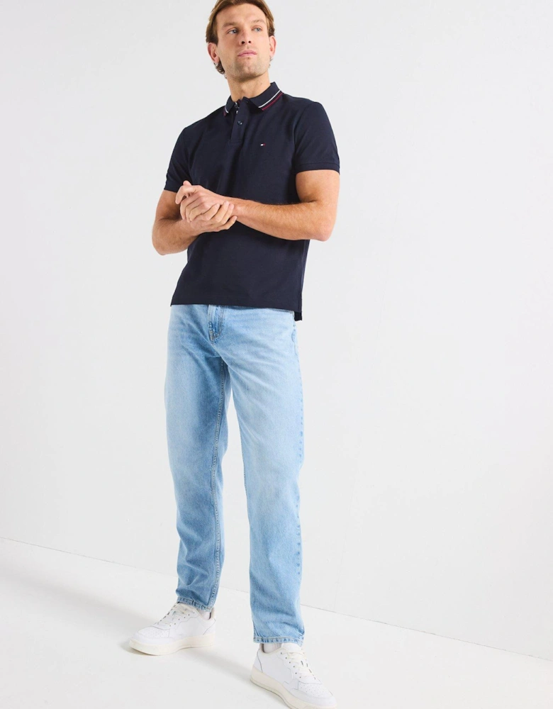 Regular Fit Placket Interest Polo Shirt - Navy