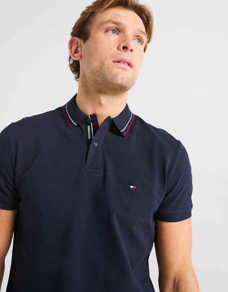 Regular Fit Placket Interest Polo Shirt - Navy