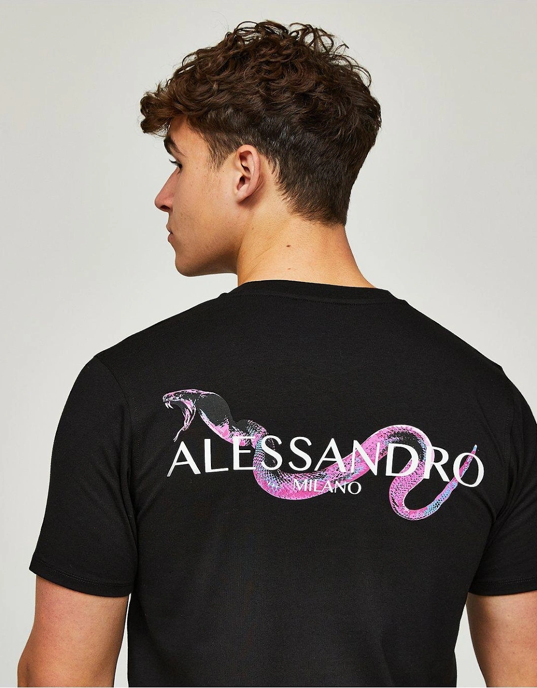 Snake Back Print T-Shirt - Black