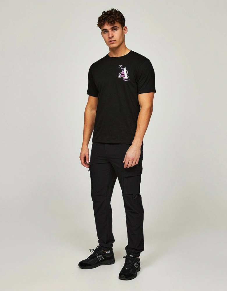 Snake Back Print T-Shirt - Black