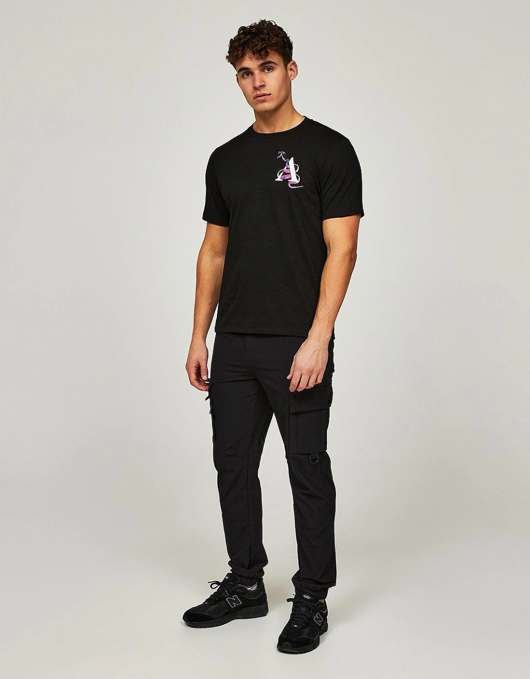 Snake Back Print T-Shirt - Black