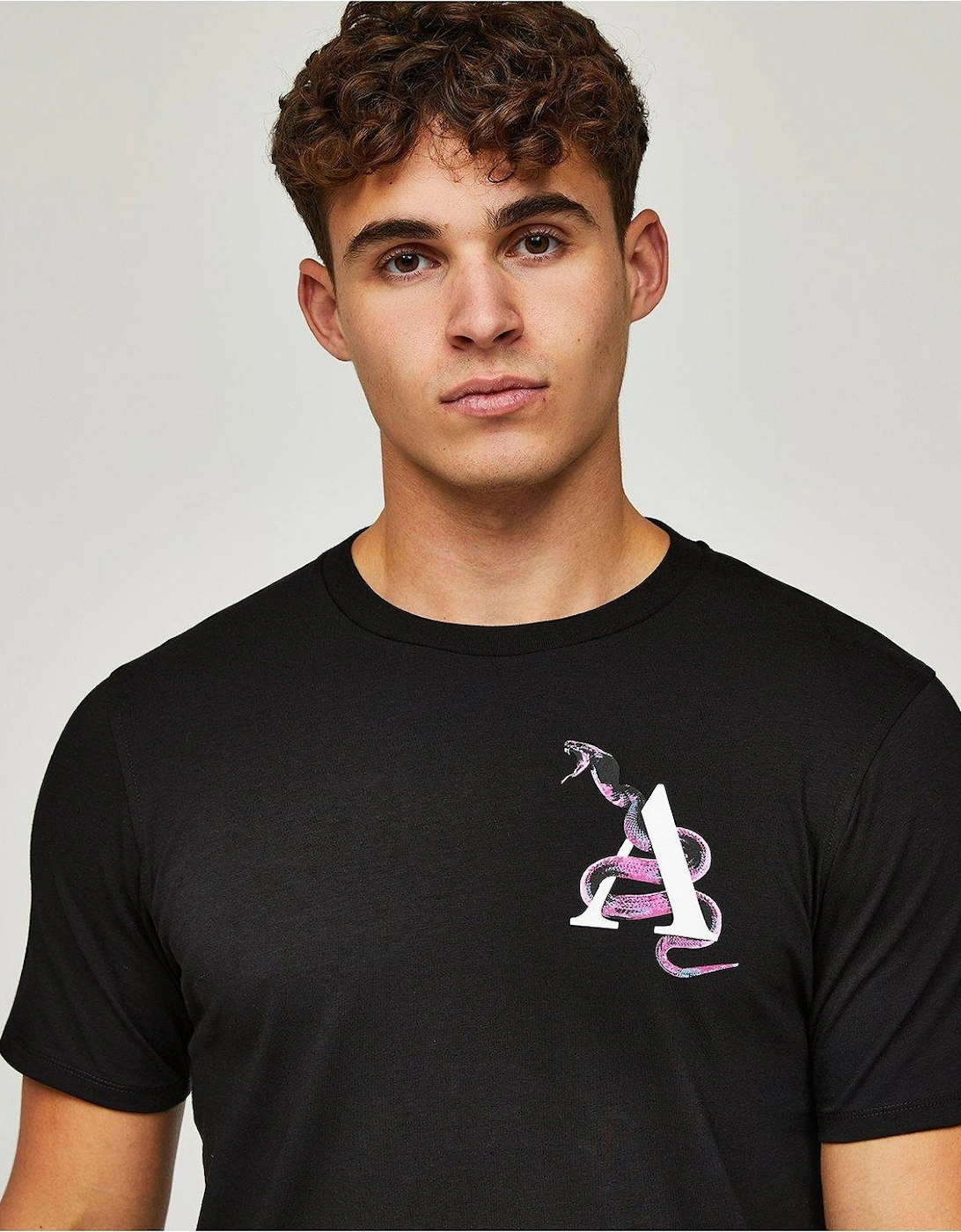 Snake Back Print T-Shirt - Black