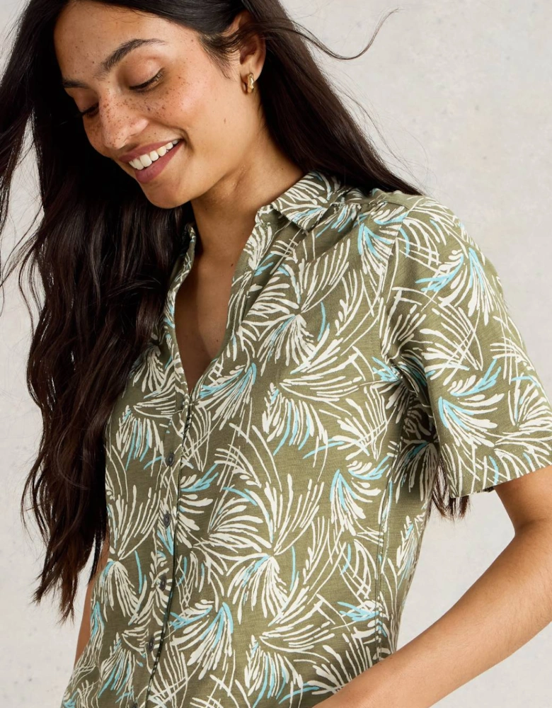 Women's Annie Jersey Short Sleeve Shirt Green Print