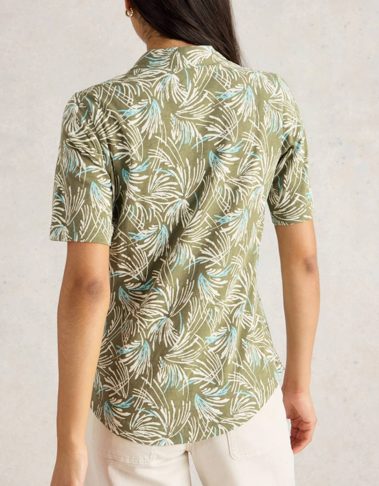 Women's Annie Jersey Short Sleeve Shirt Green Print