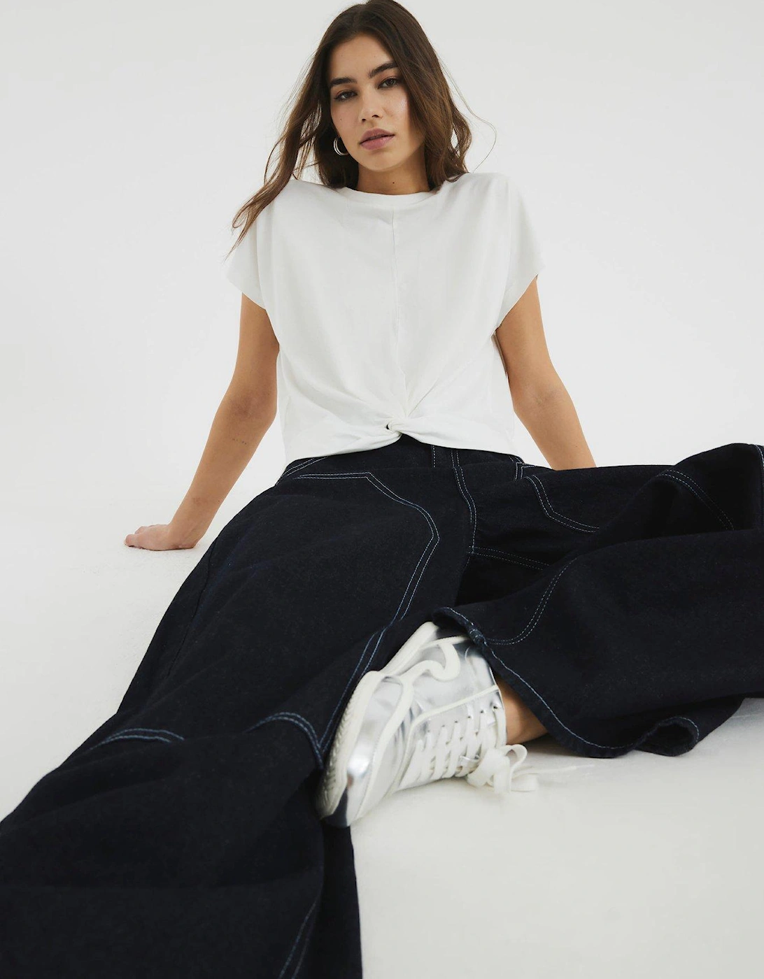 Twist Front Tee - White
