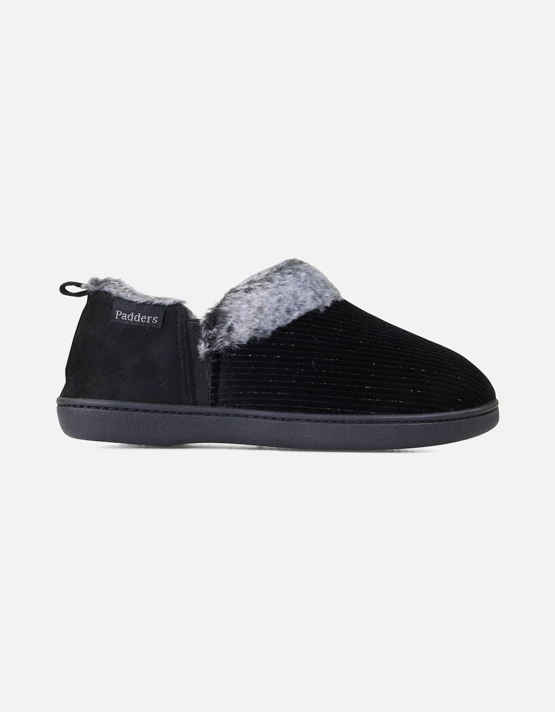 Padders Women's Black Dora Extra Wide Fit Slippers Size 5