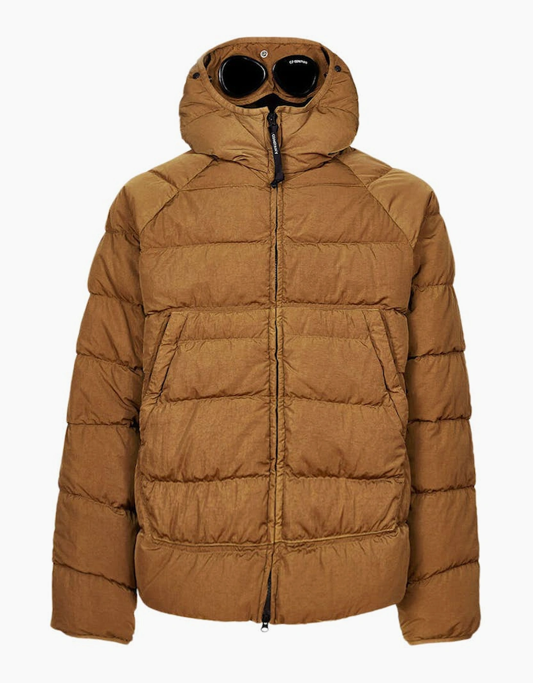 CP Company Men's Eco-Chrome R Hooded Down Goggle Jacket - Bronze Brown - Size: 40/Regular