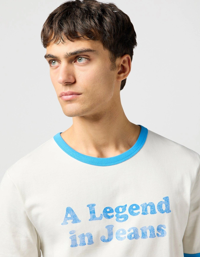 Ringer Vintage Script T-Shirt - White