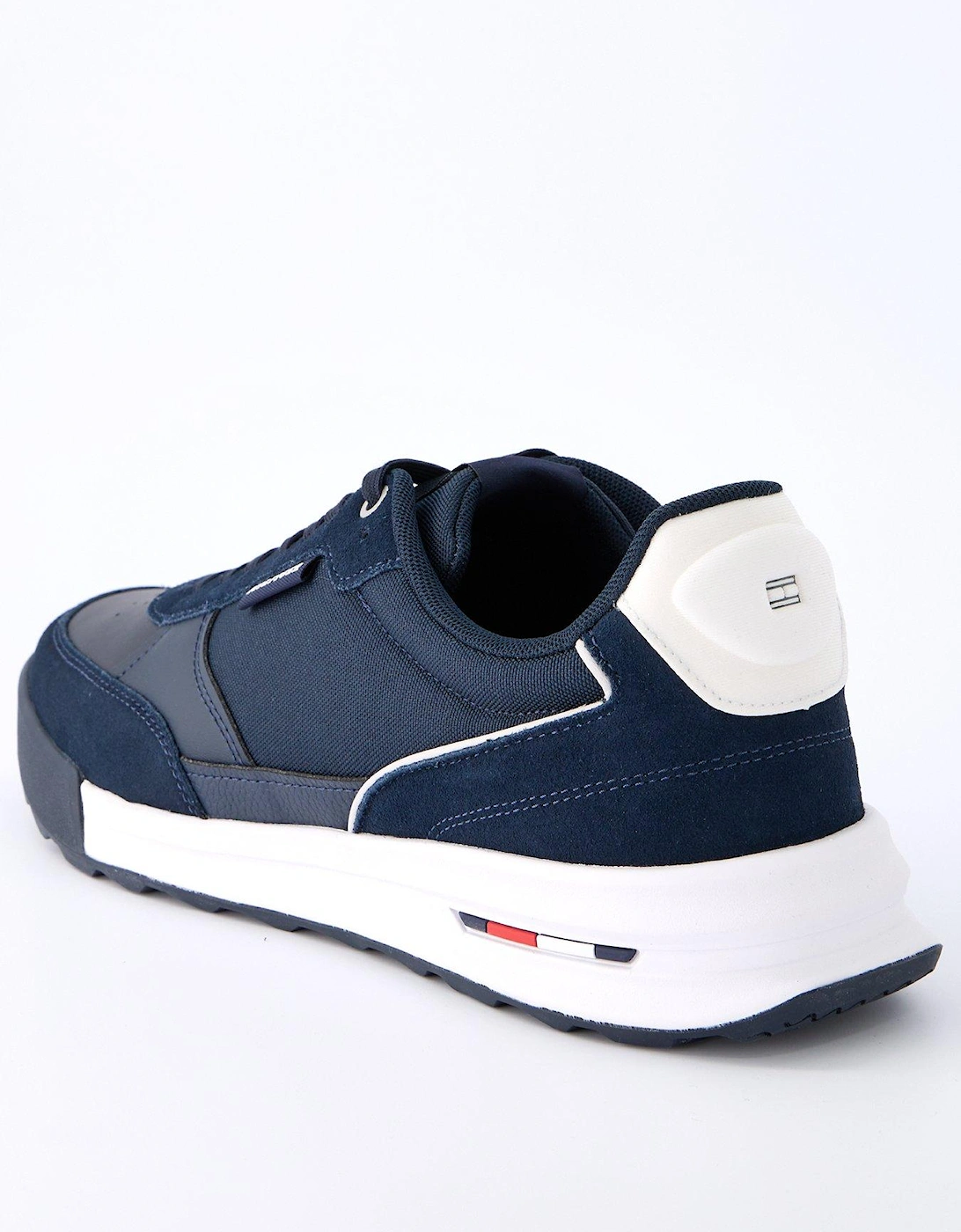 Mixed Media Retro Running Shoes - Navy