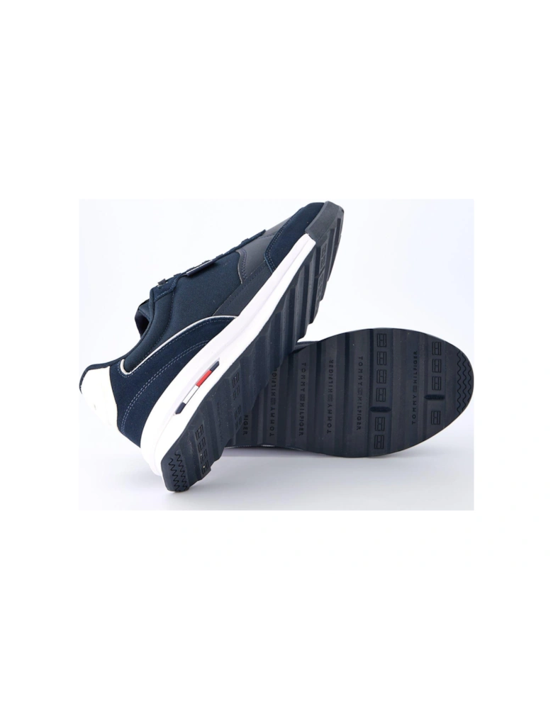 Mixed Media Retro Running Shoes - Navy