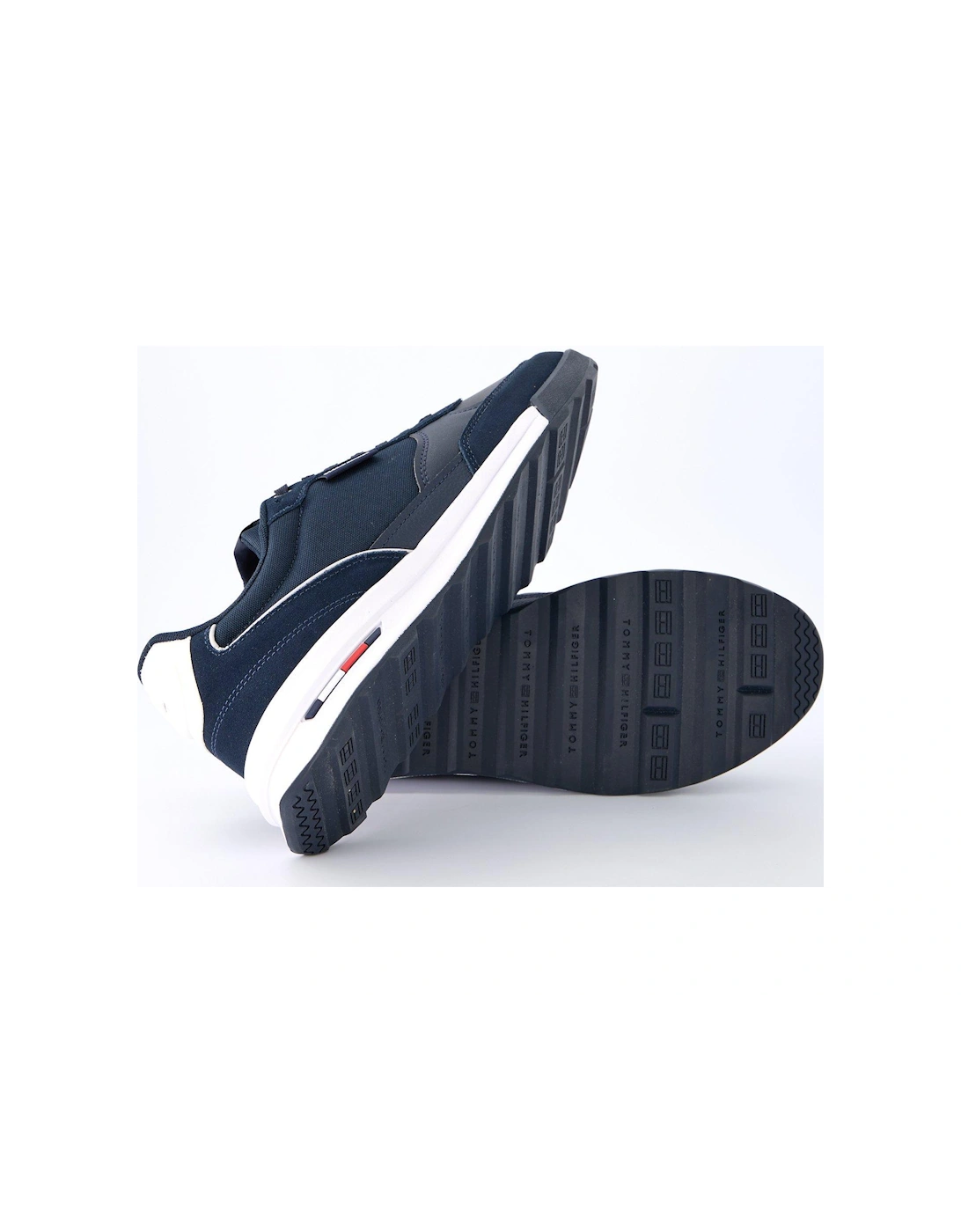 Mixed Media Retro Running Shoes - Navy