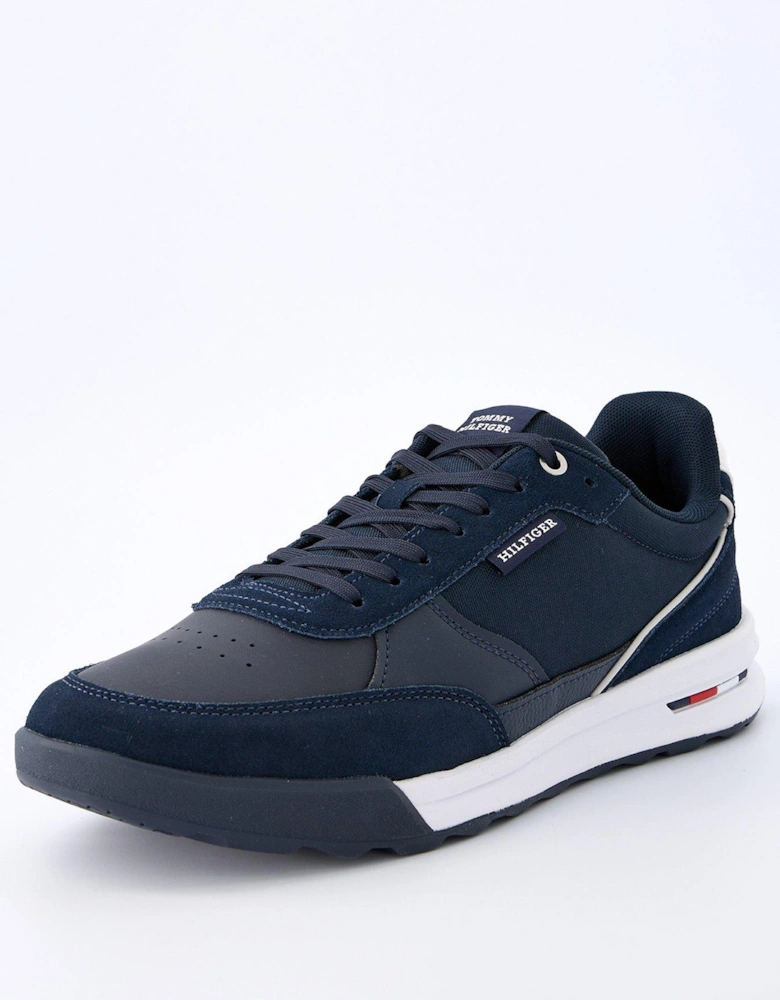 Mixed Media Retro Running Shoes - Navy