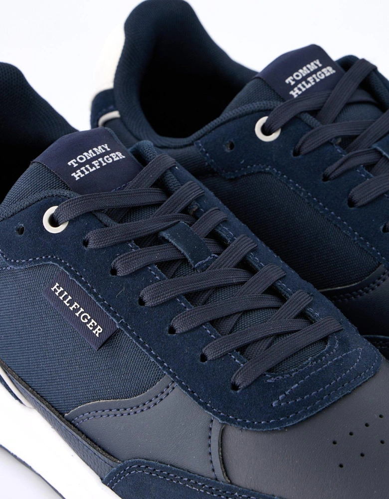 Mixed Media Retro Running Shoes - Navy