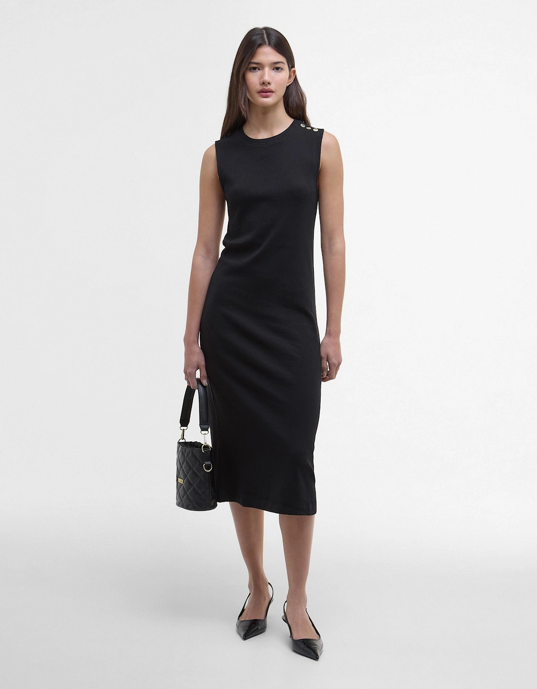 Women's Barbour International Hadfield Womens Midi Dress - Black - Size: 10