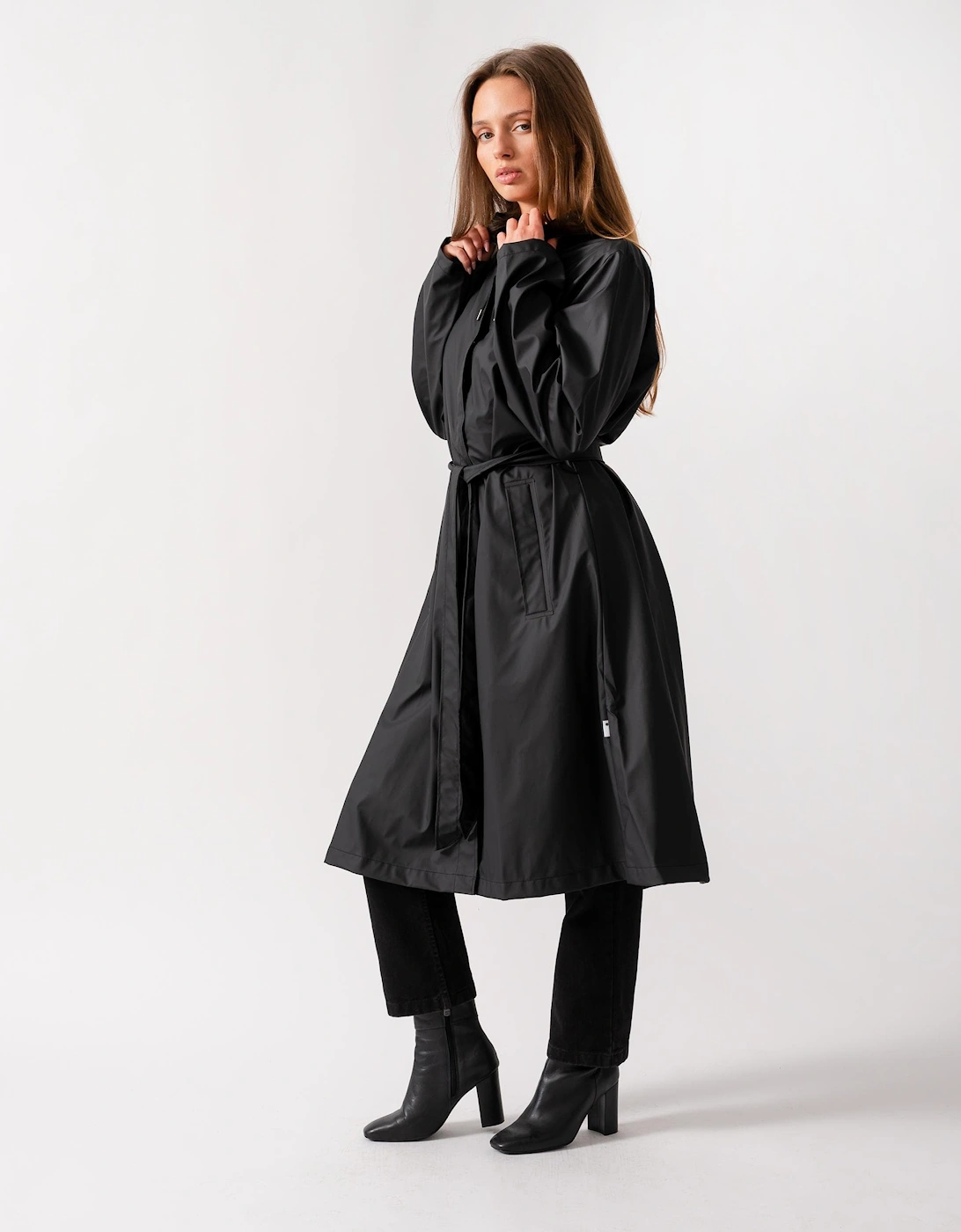Women's Rains Womens A-Line Longer Jacket - 01 Black - Size: 10/8