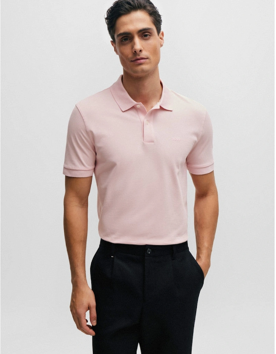 BOSS Black Pallas Polo Shirt 688 Light Pastel Pink