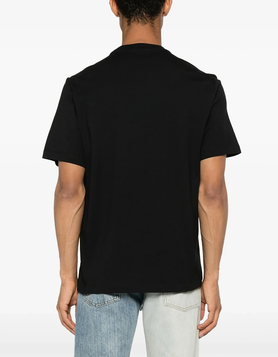 Staggered Logo Beige Printed T-Shirt in Black