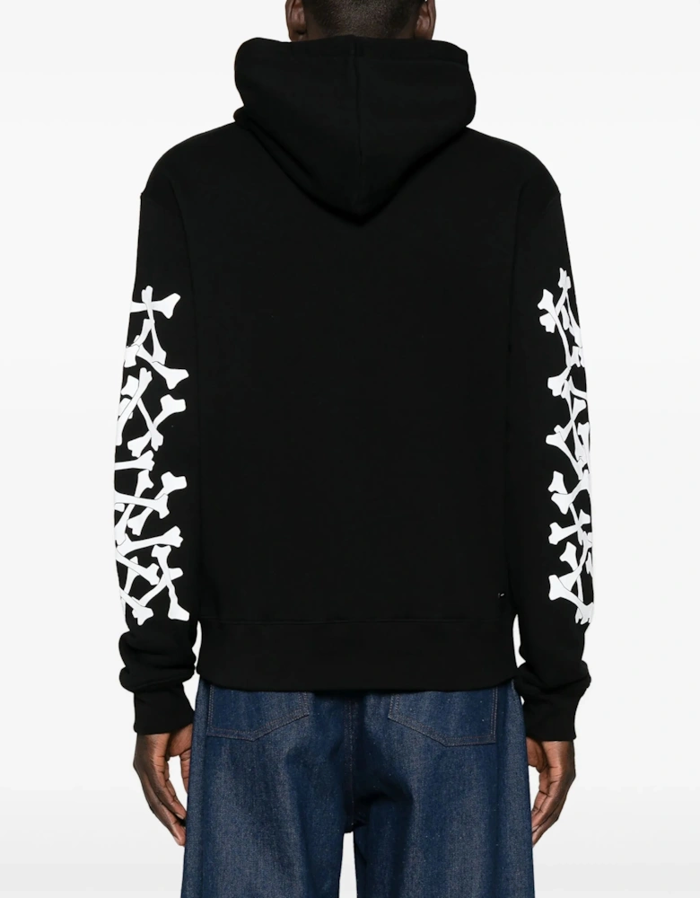 Hollywood Stacked Bones Printed Hoodie in Black