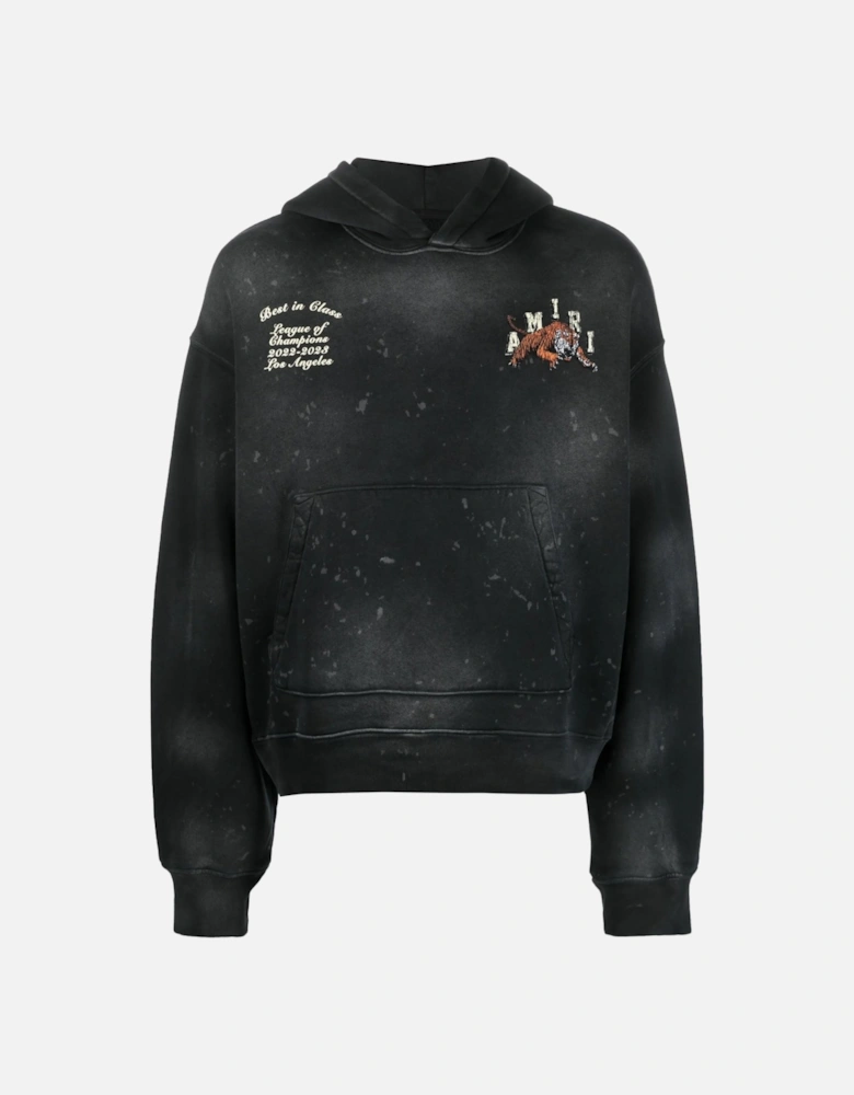 Varsity Tiger Vintage Washed Hoodie in Black