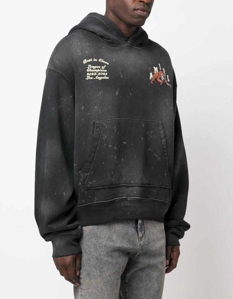 Varsity Tiger Vintage Washed Hoodie in Black