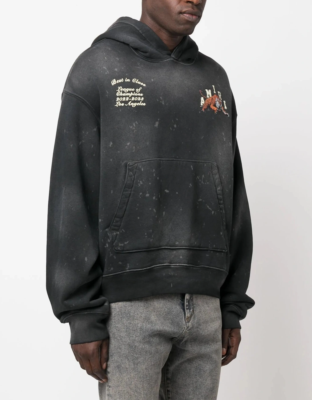 Varsity Tiger Vintage Washed Hoodie in Black