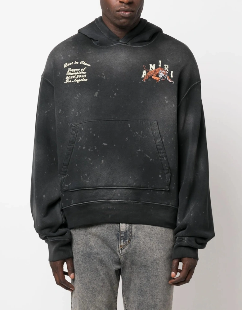 Varsity Tiger Vintage Washed Hoodie in Black