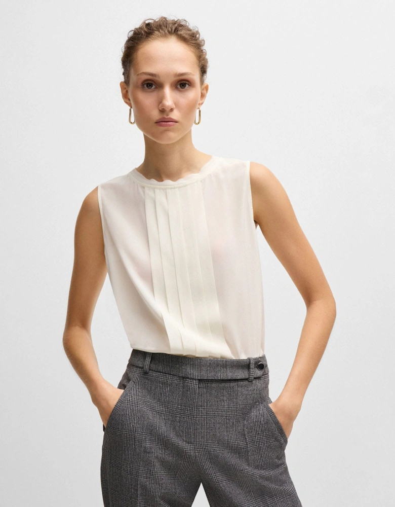 Bemiula Pleat-Front Sleeveless Blouse