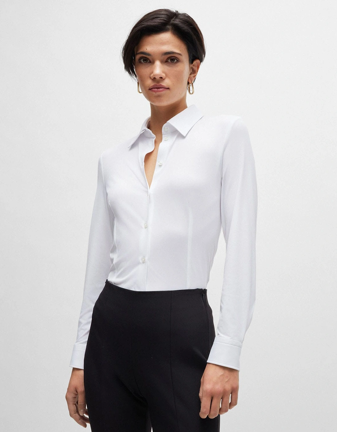 Hugo Boss Women's Boanna Extra-Slim-Fit Blouse - White - Size: 10