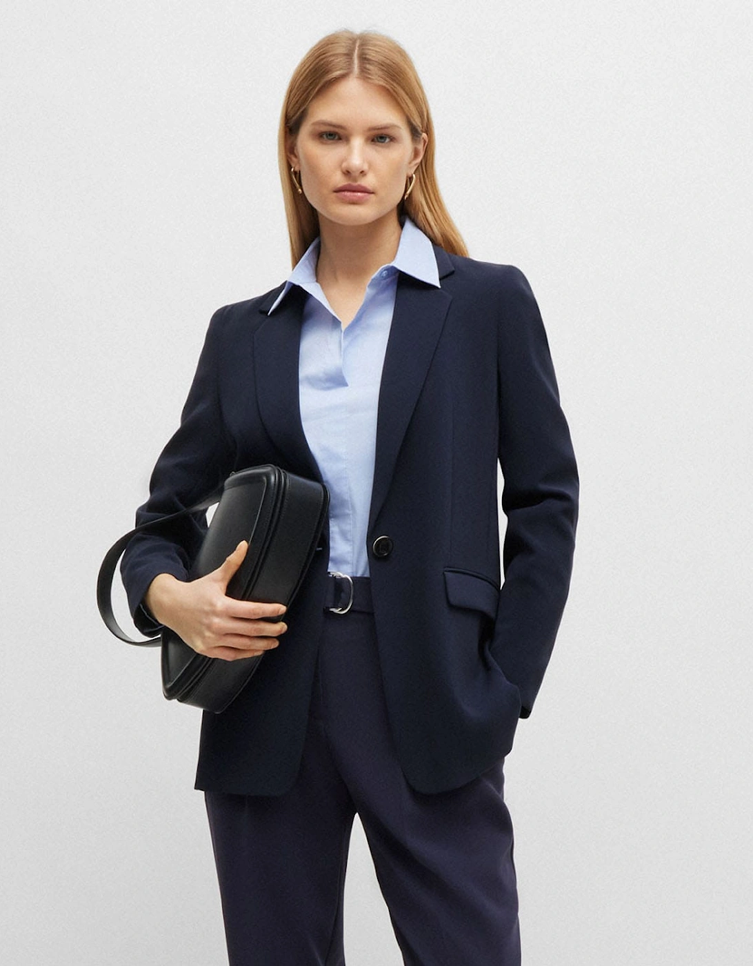 Hugo Boss Women's Jocalua8 Relaxed-Fit Blazer - Blue - Size: 8