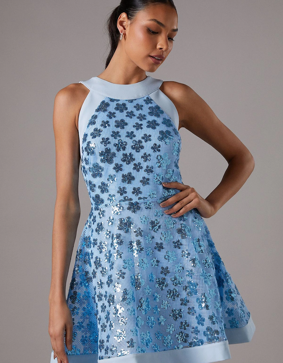 Sequin Mesh Skater Mini Dress, 2 of 1