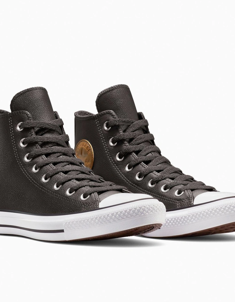 Mens Chuck Taylor All Star Leather Hi Top Trainers - Brown
