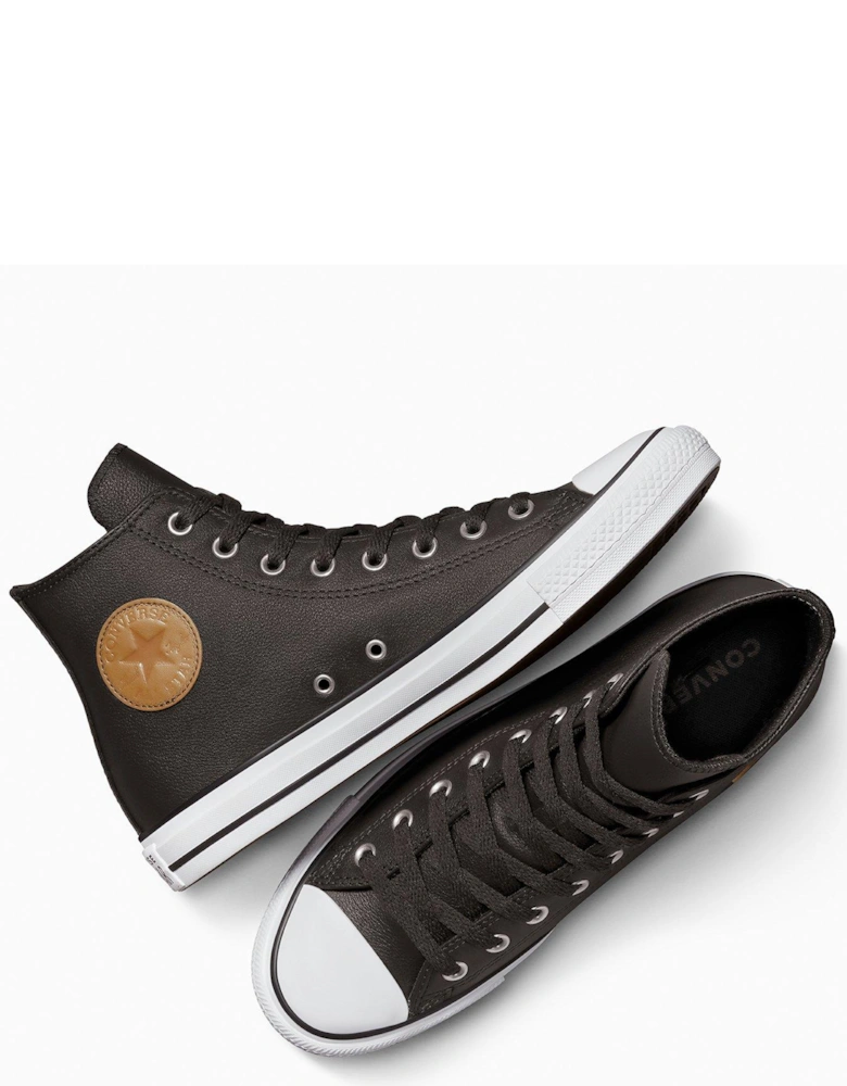 Mens Chuck Taylor All Star Leather Hi Top Trainers - Brown
