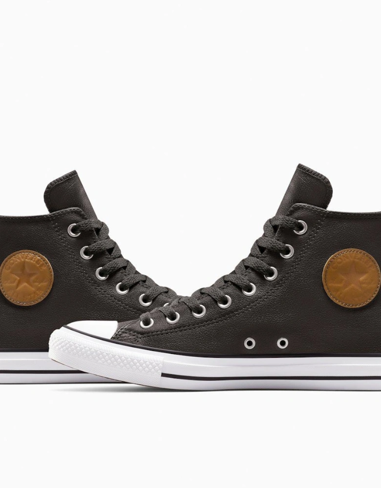 Mens Chuck Taylor All Star Leather Hi Top Trainers - Brown