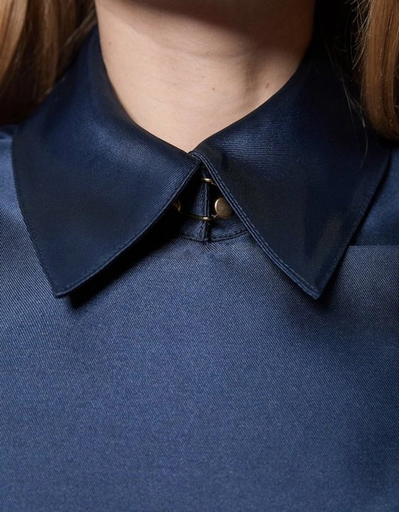 Collared Twill Cropped Woven  Jacket