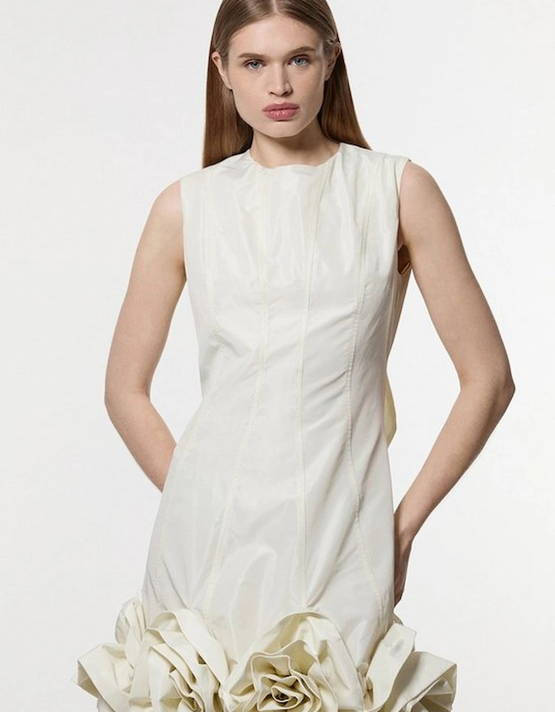 Drama Taffeta Rosette Woven Mini Dress With Bow Detail, 5 of 4