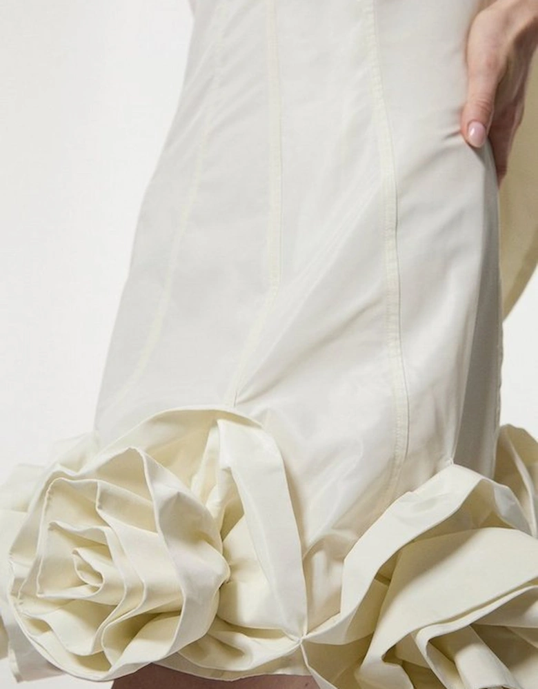 Drama Taffeta Rosette Woven Mini Dress With Bow Detail
