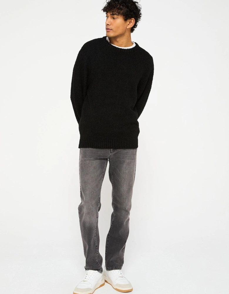 Boucle Crew Knitted Jumper - Black