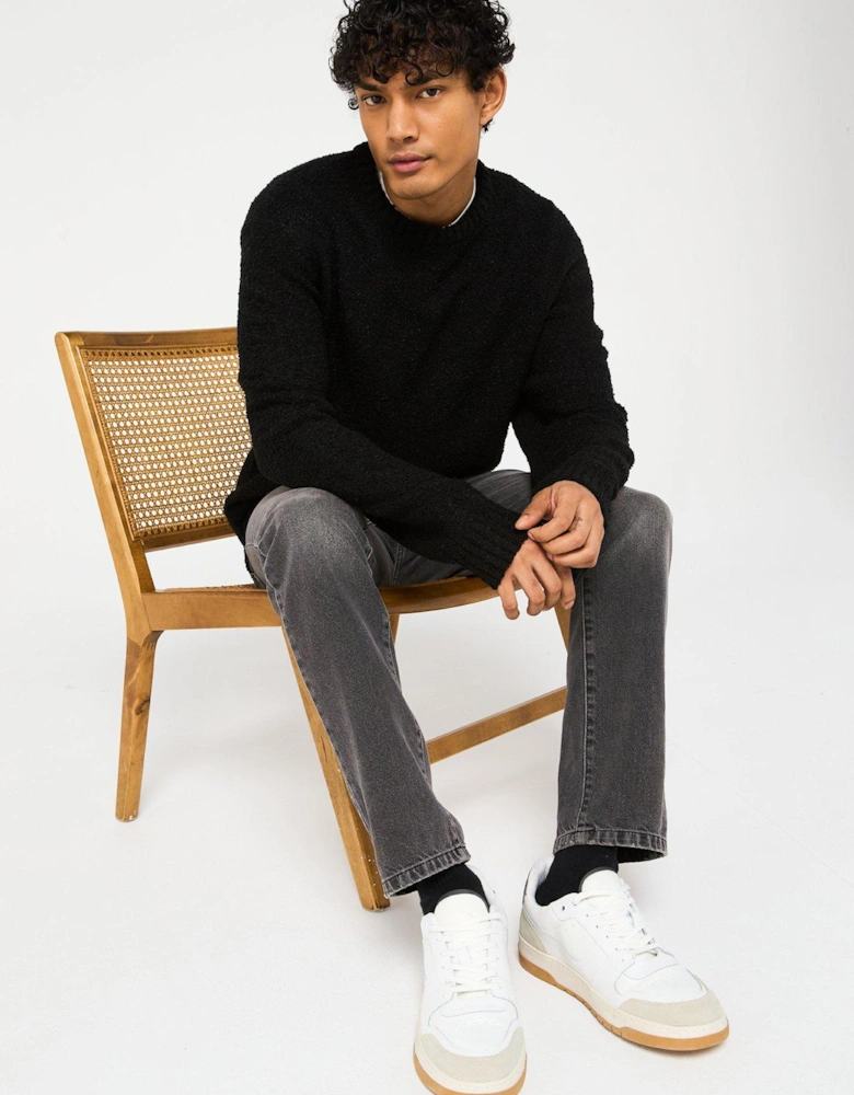 Boucle Crew Knitted Jumper - Black