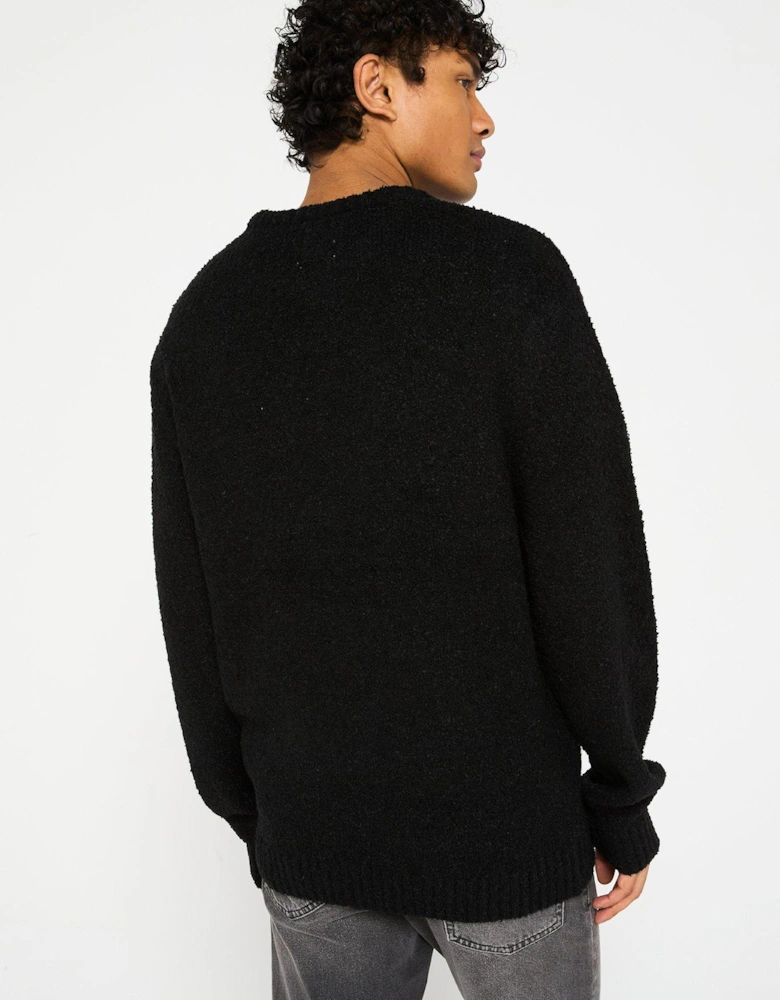 Boucle Crew Knitted Jumper - Black