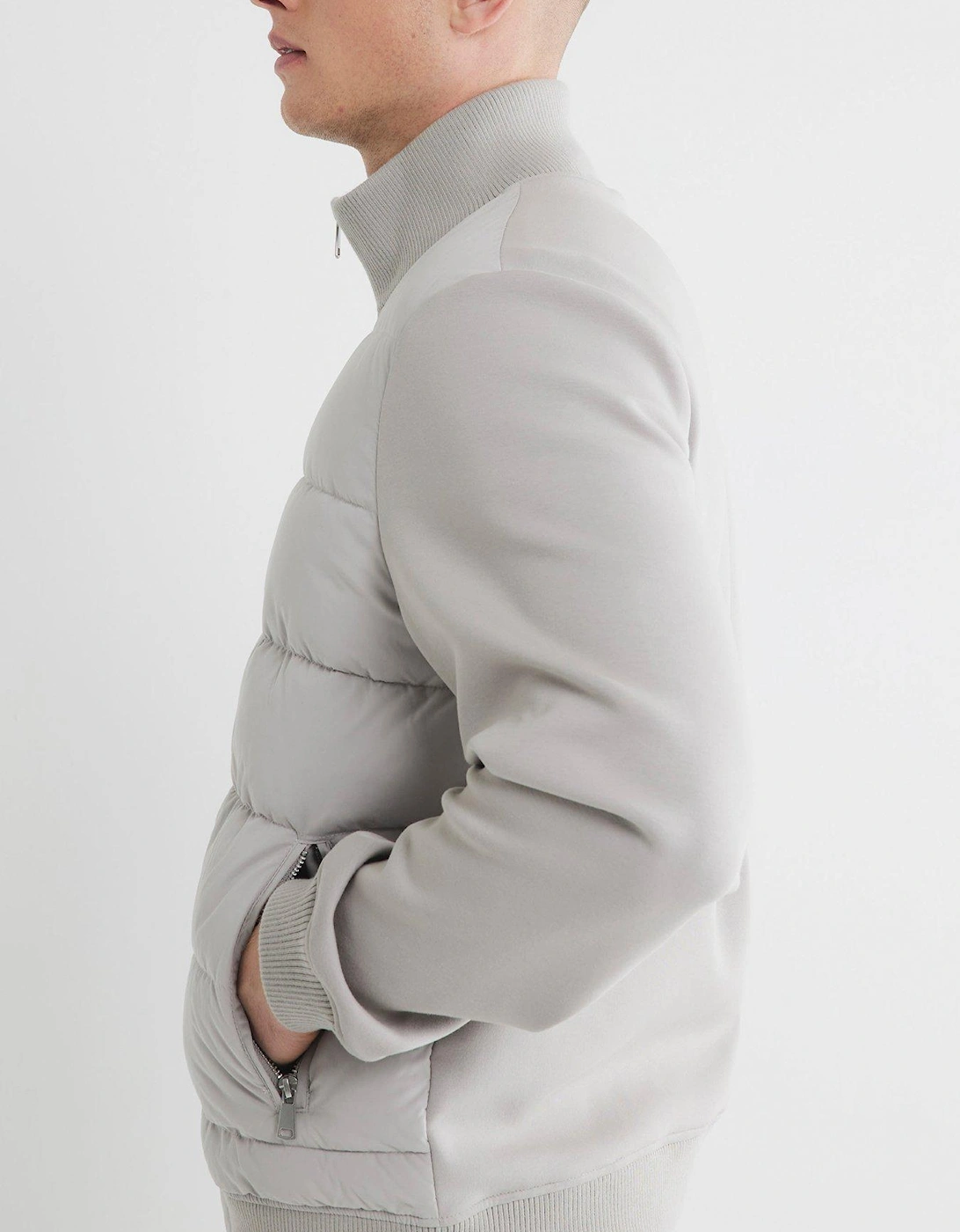 Quilted Hybrid Funnel Neck - Grey