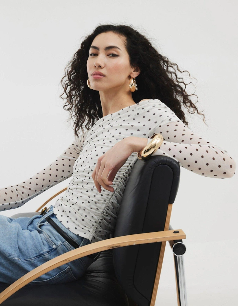 Asymmetric Mesh Top - Cream