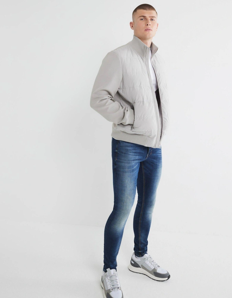 Quilted Hybrid Funnel Neck - Grey