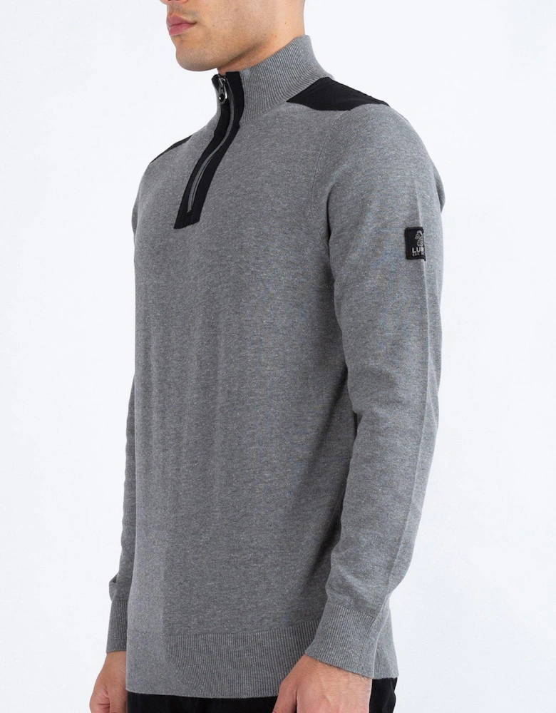 Heddon Zip Knitted Jumper - GREY