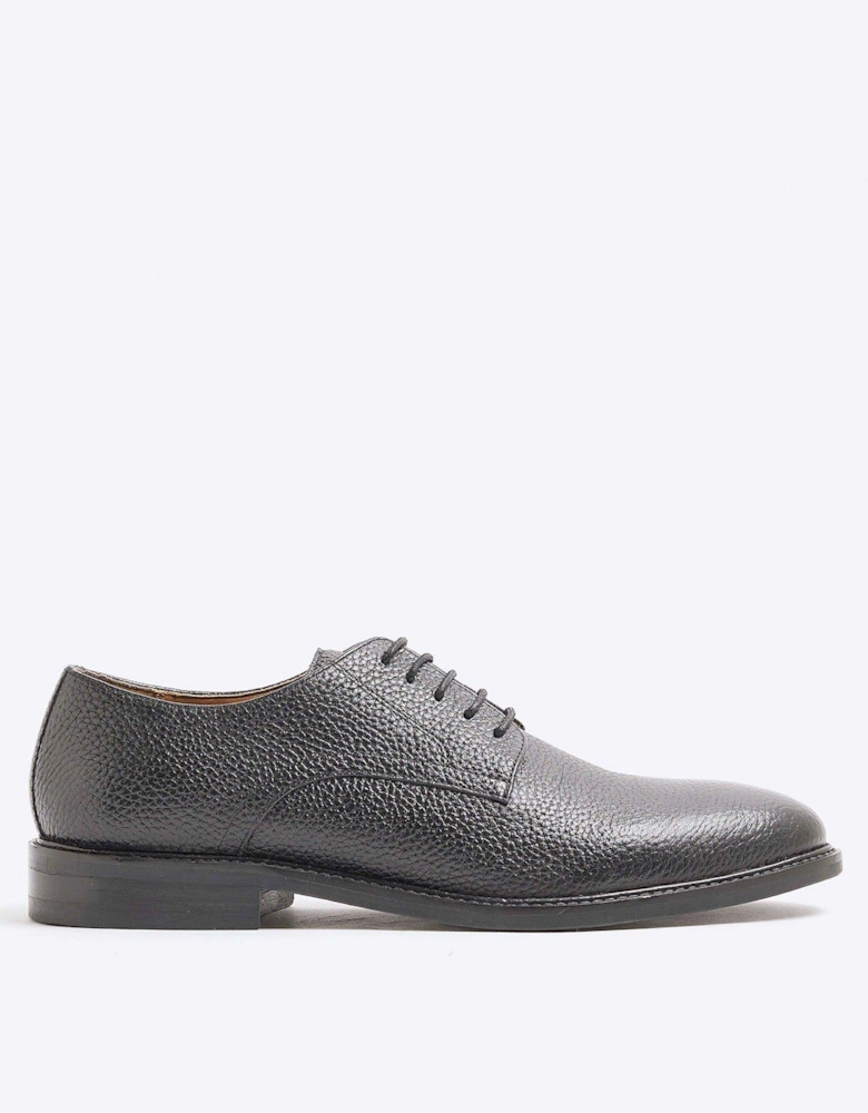 Casual Pebbled Derby Shoes - Black