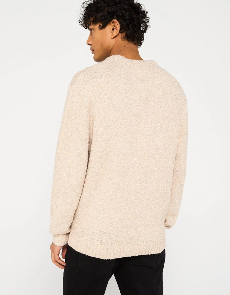 Boucle Crew Knitted Jumper - Beige