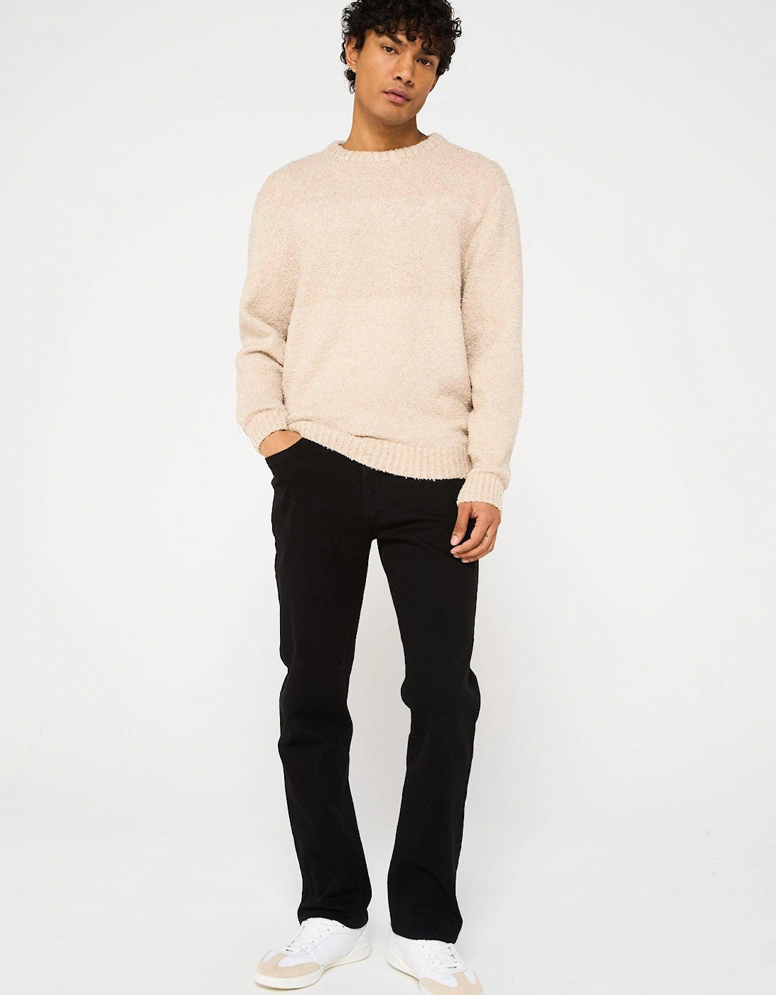 Boucle Crew Knitted Jumper - Beige