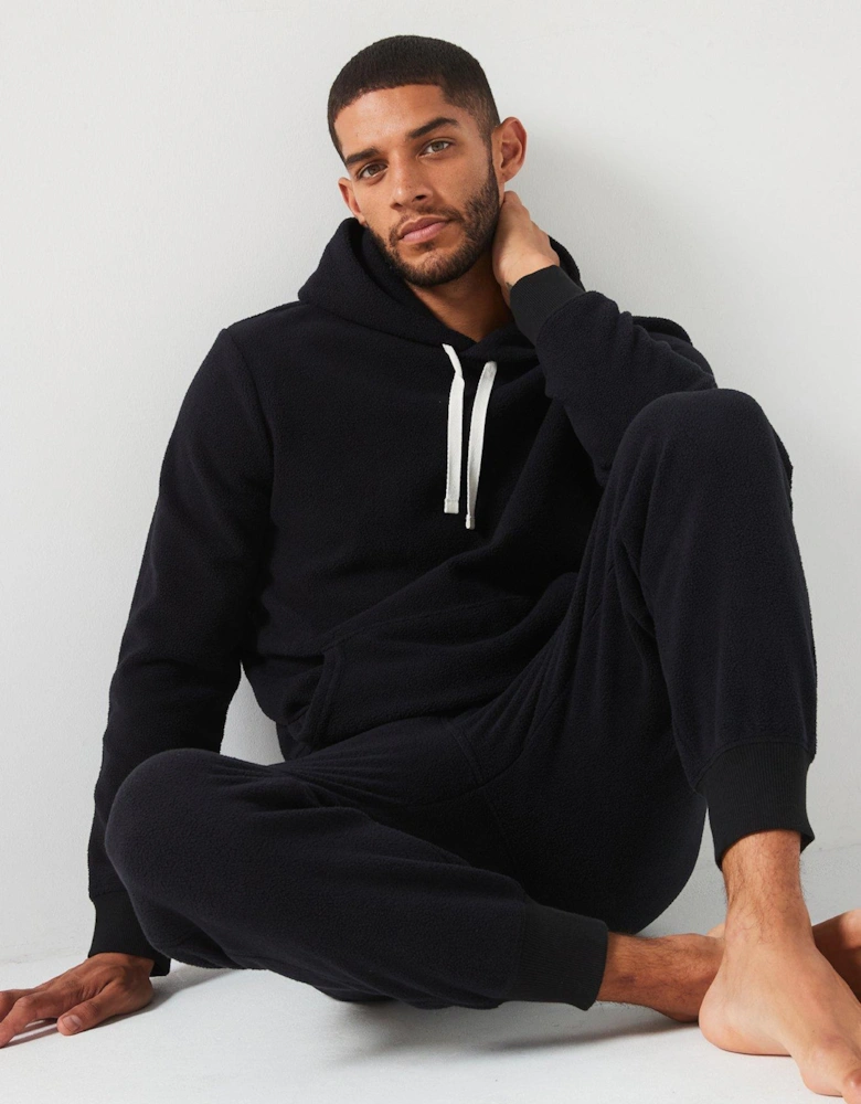 Polar Fleece Cuffed Loungewear Pants - Black
