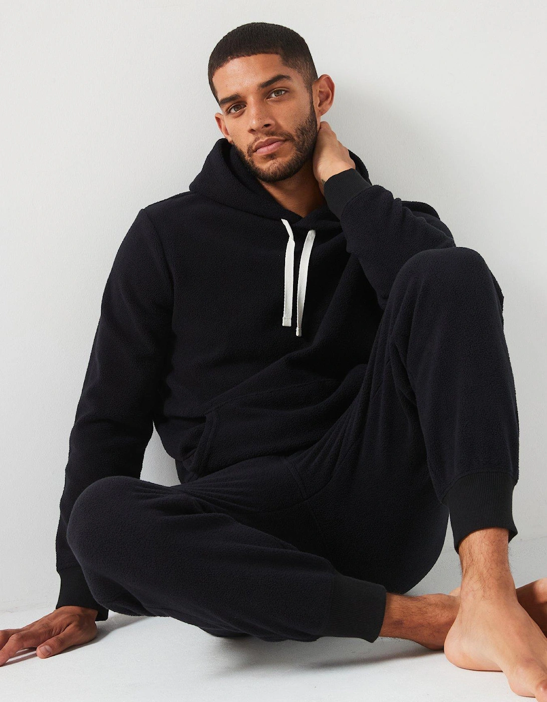 Polar Fleece Cuffed Loungewear Pants - Black