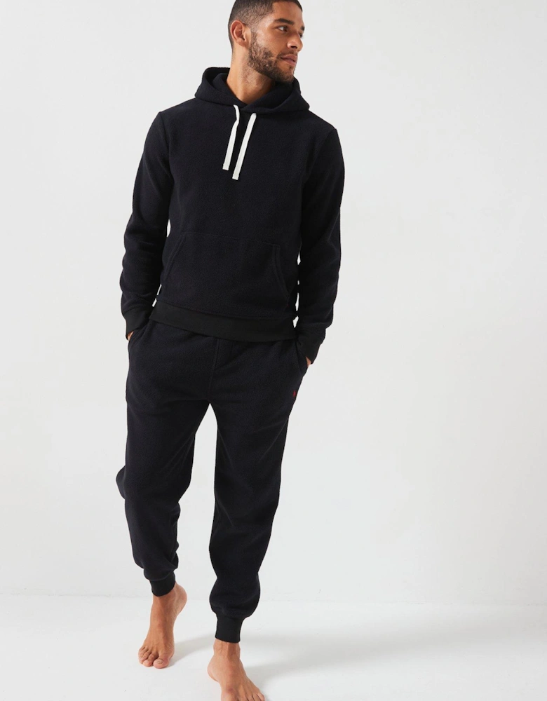 Polar Fleece Cuffed Loungewear Pants - Black