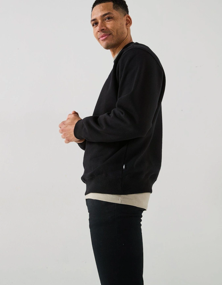 Mens Left Chest Logo Oversized Crew - Black